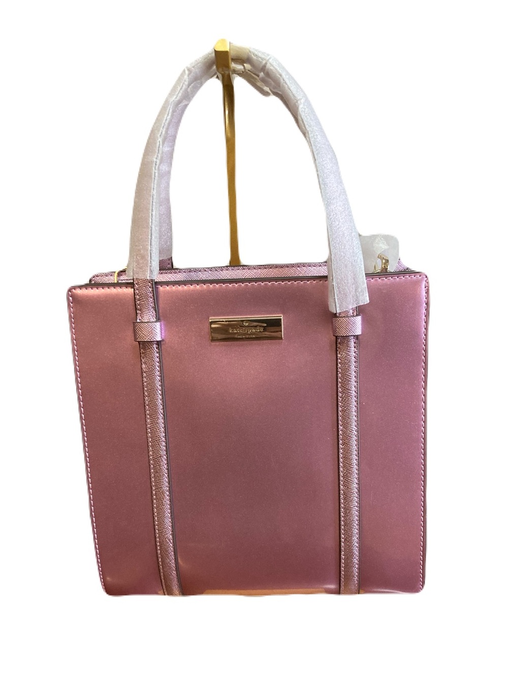 Kate Spade Kenzie Small Crossbody Tote Bag Quartz Pink Metallic Patent K1956 NWT